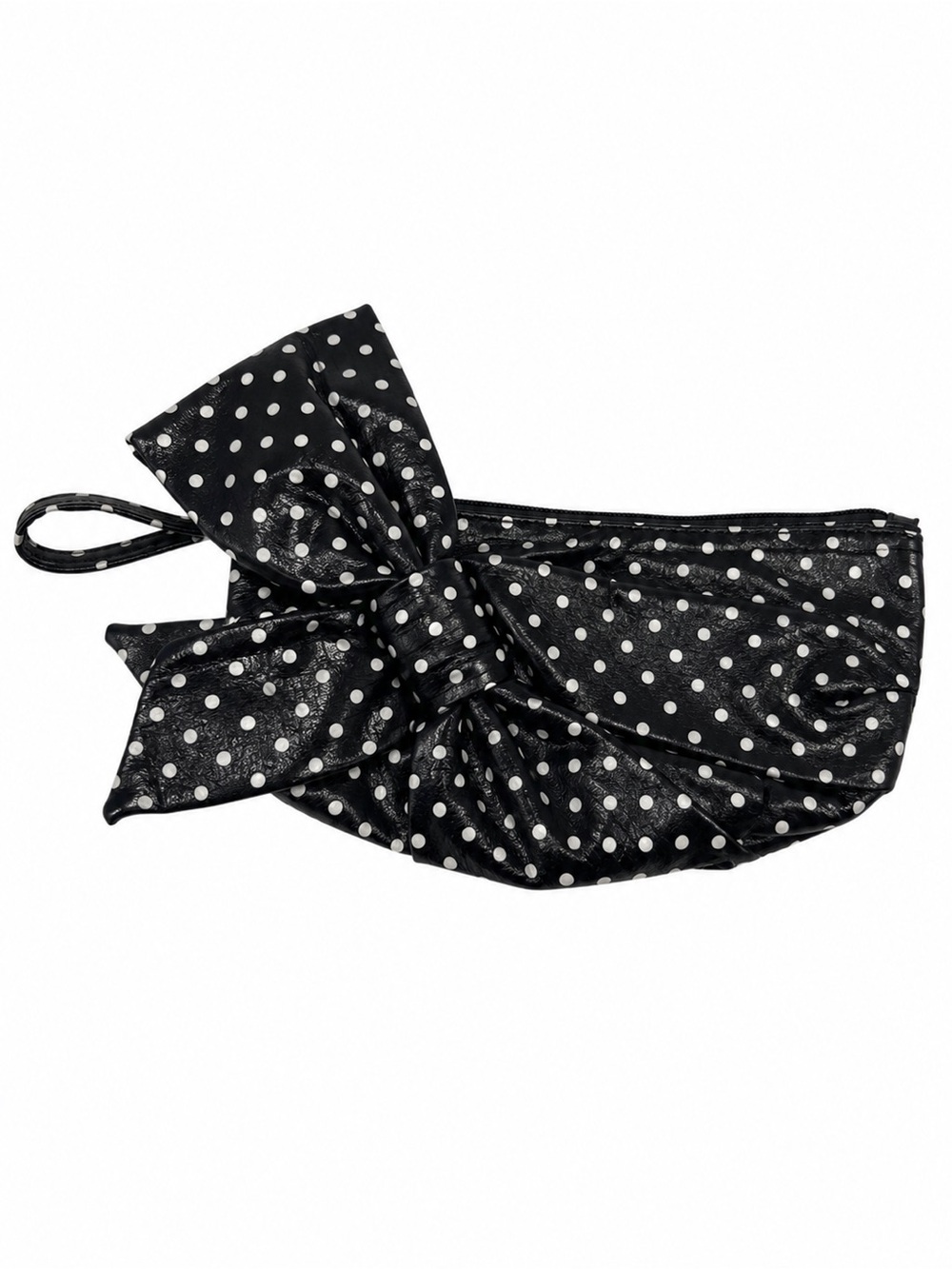 Unbranded Black & White Polka Dot Bow Clutch Bag Wristlet Y2k Style Formal